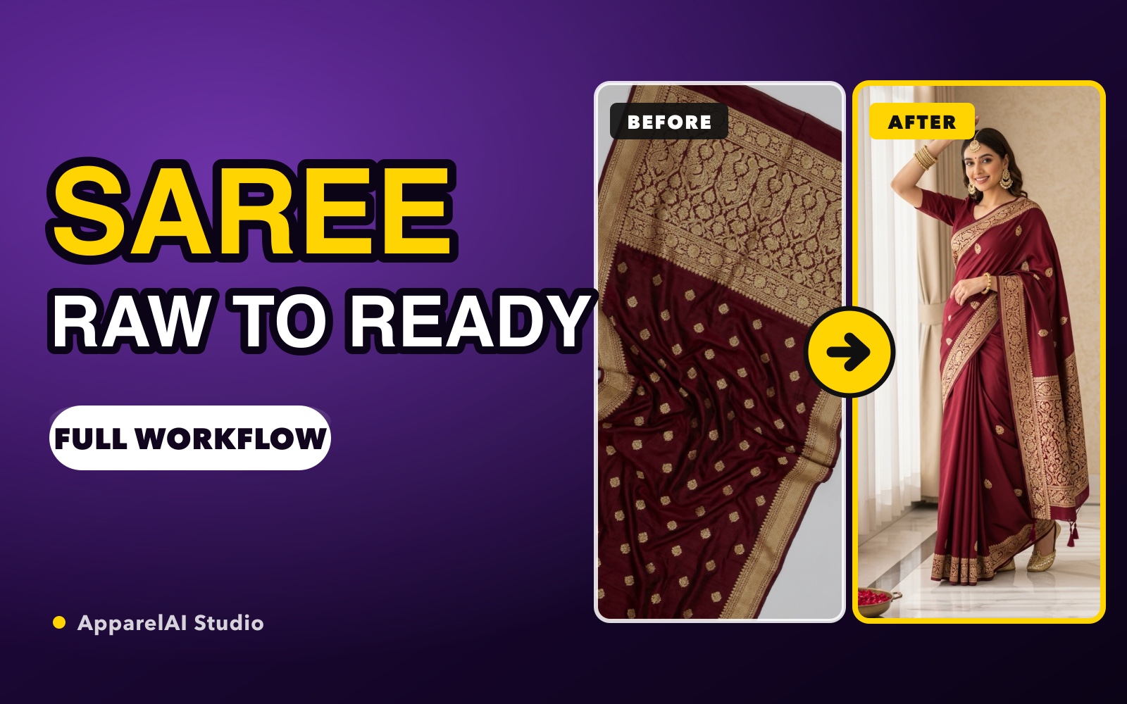 Saree Photoshoot for Online Selling: Step-by-Step Guide - Tutorial guide by ApparelAI Studio