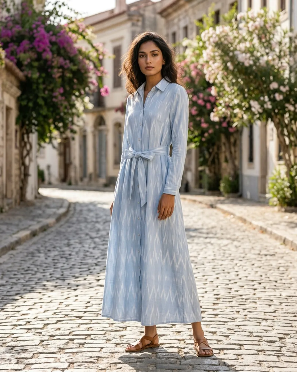Powder blue ikat