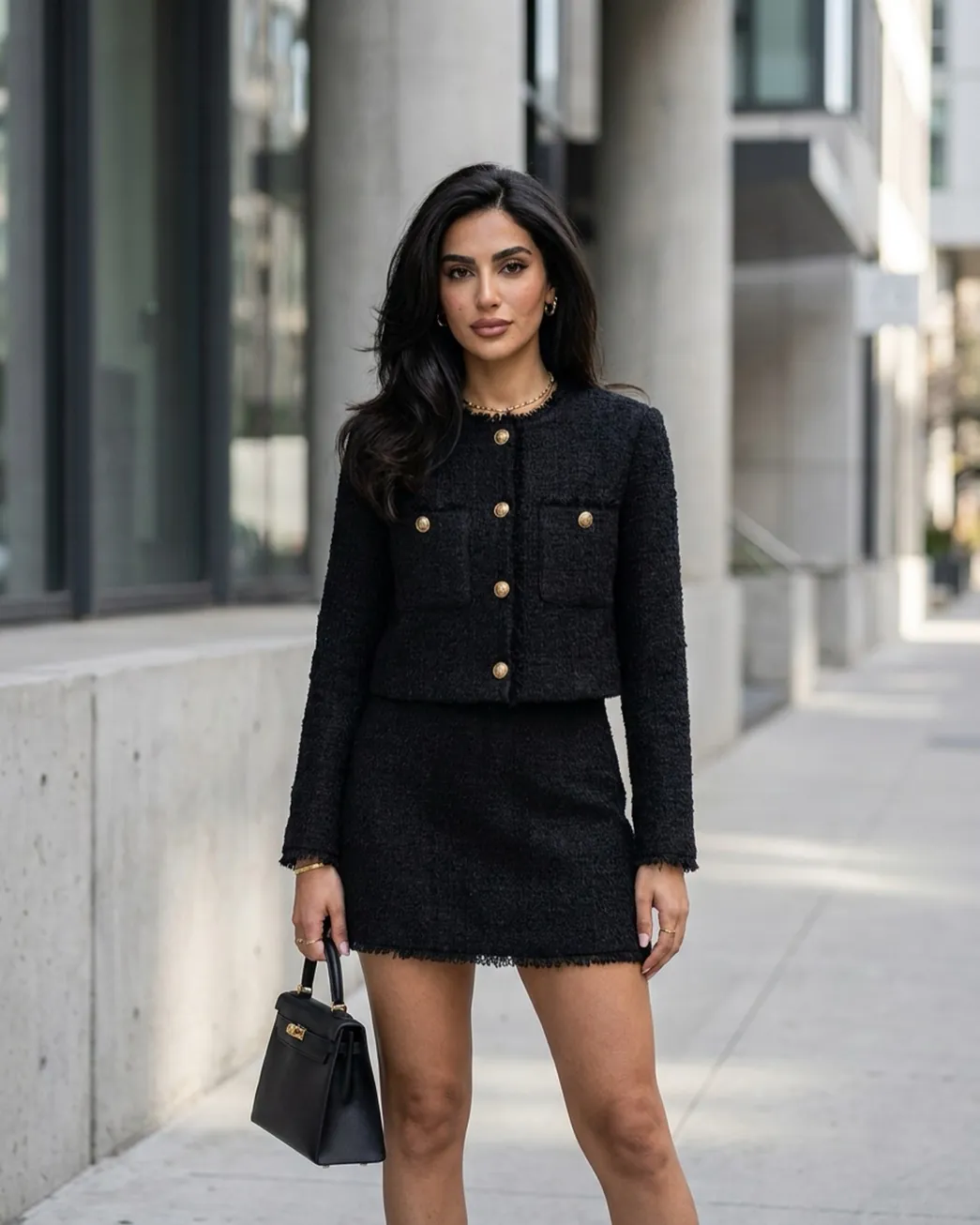 Black tweed cropped