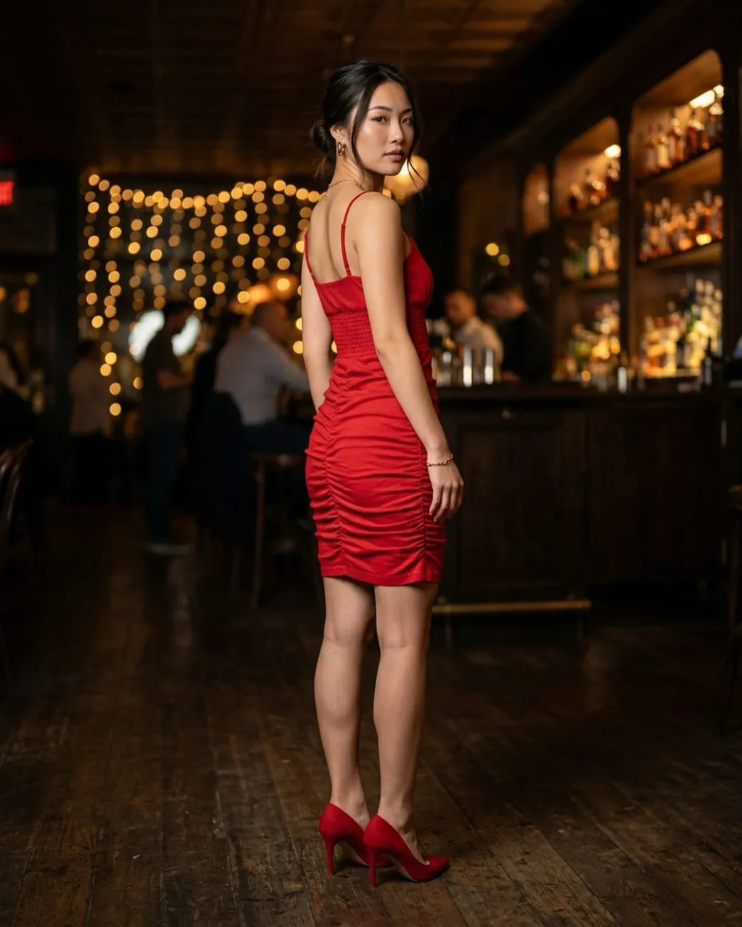 Red ruched bodycon