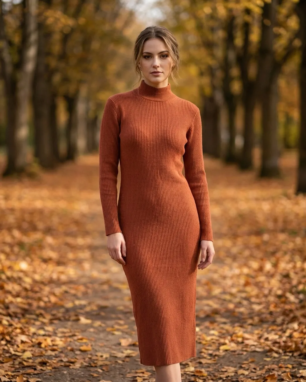 Rust ribbed knit