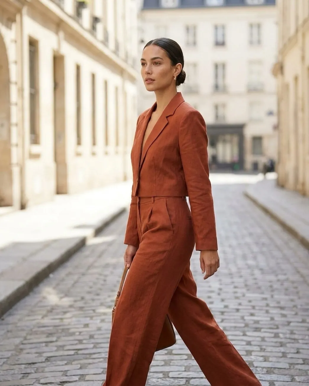 Terracotta linen cropped