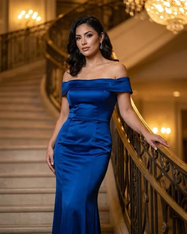 Royal blue satin - AI-generated fashion photoshoot by ApparelAI Studio