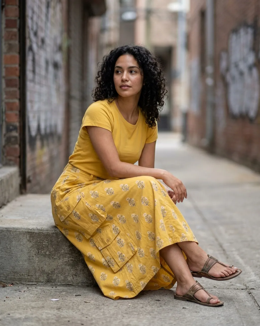 Mustard block-print cargo