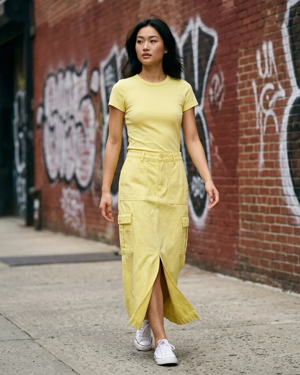 Lemon cargo skirt