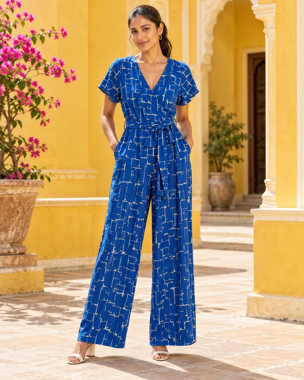 Cobalt print jumpsuit