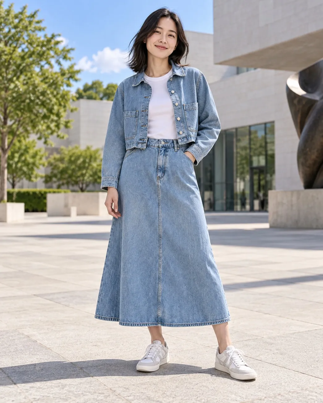 Light-wash denim set