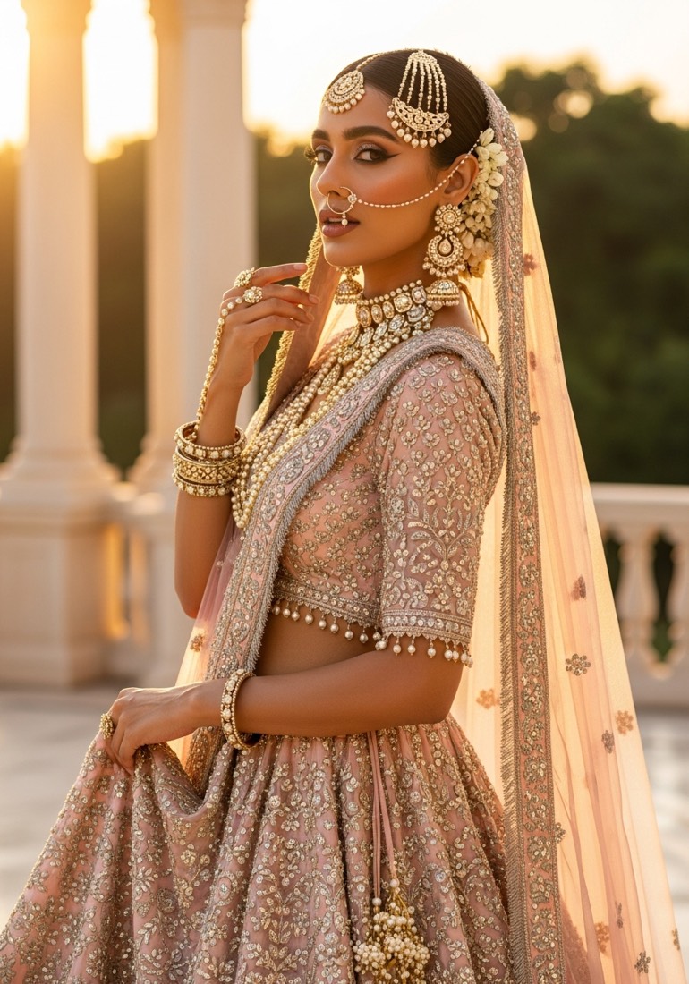 AI generated on-model lehenga photoshoot, the still that becomes a video